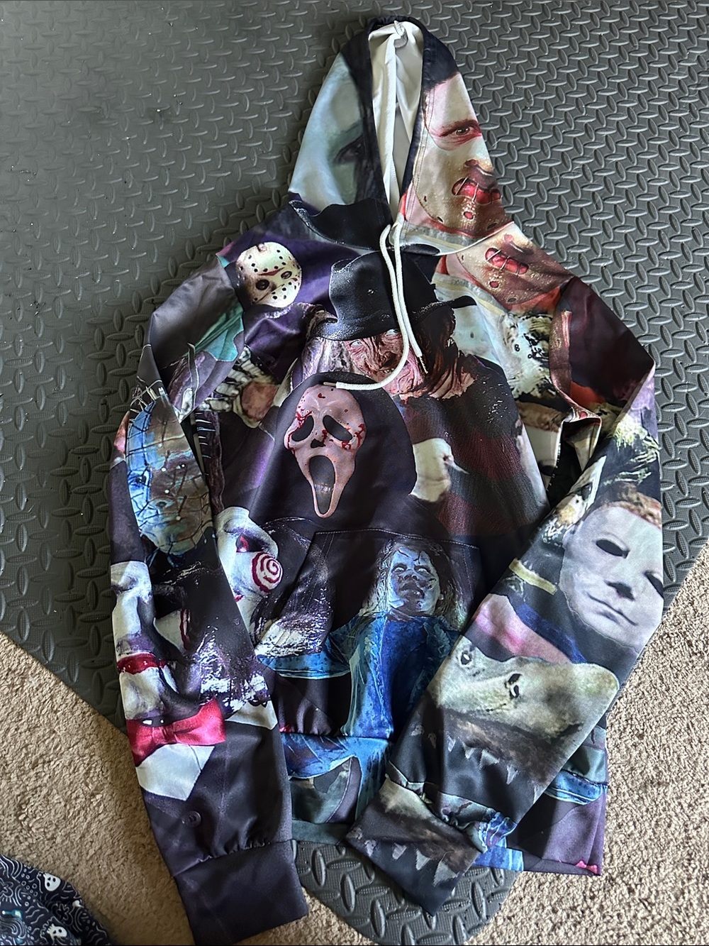 Amazon Kids Black Multicolor Horror Mask Graphic Hoodie